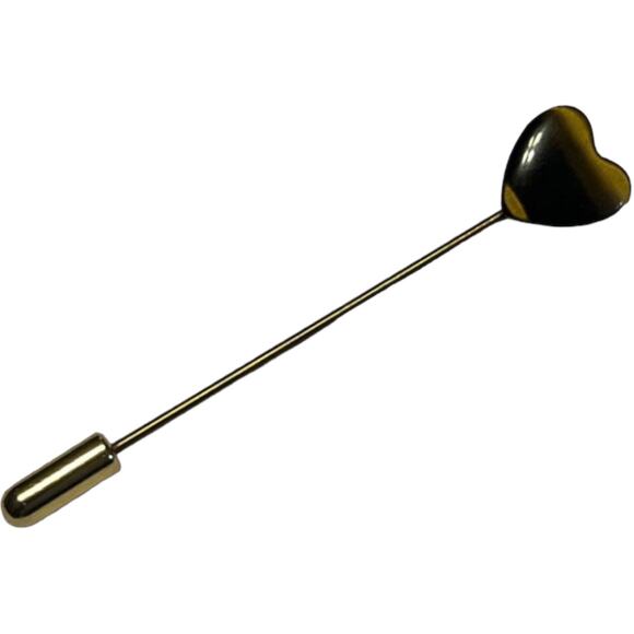 Vintage Tigers Eye Heart Hat Pin/Stick Pin - Natural Stone Lapel Pin - Picture 2 of 12